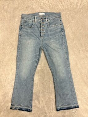 LOFT Light Blue Cropped Button-Fly Jeans